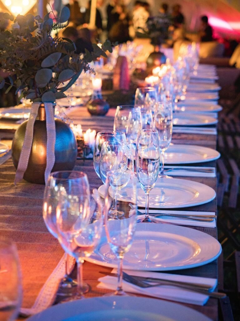 Elegant luxury wedding table setup